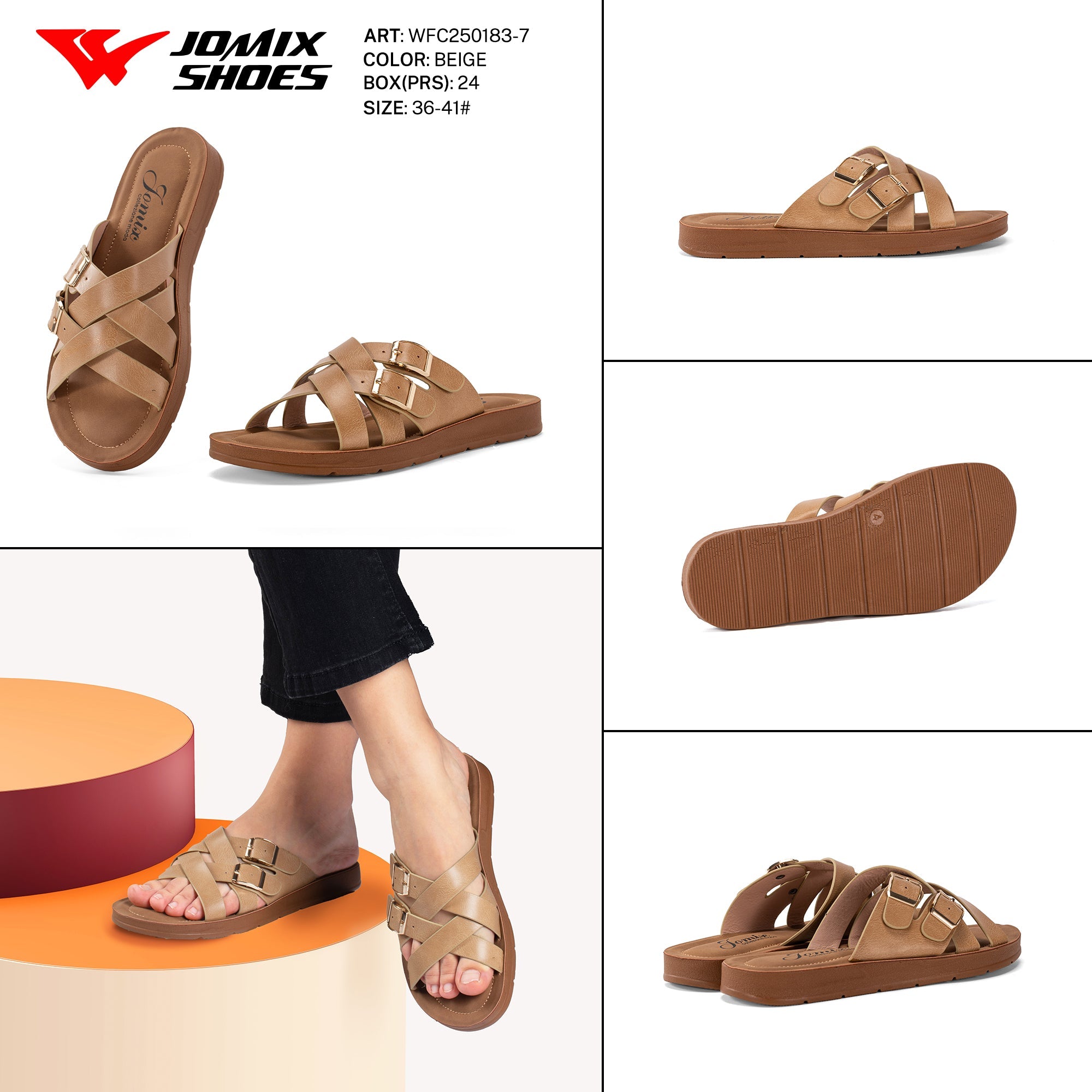 Ciabatte Tacco Basso Wfc250183 - 7 - Fornitura all'ingrosso di Sandali Donna da Jomix Shoes B2B