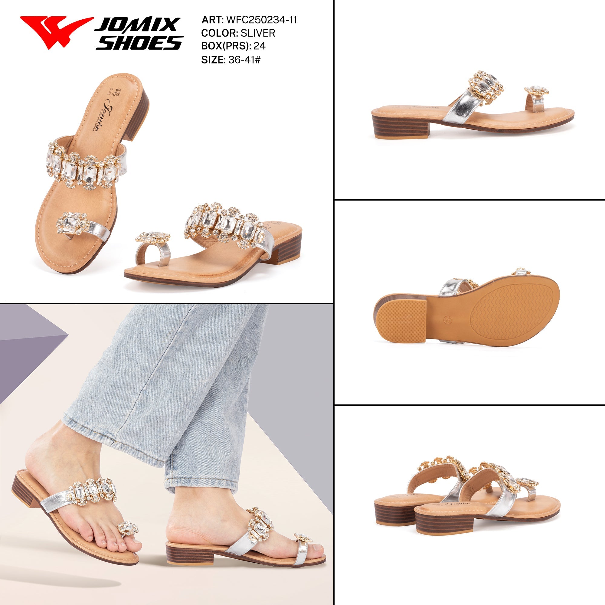Ciabatte Tacco Basso Wfc250234 - 11 - Fornitura all'ingrosso di Sandali Donna da Jomix Shoes B2B