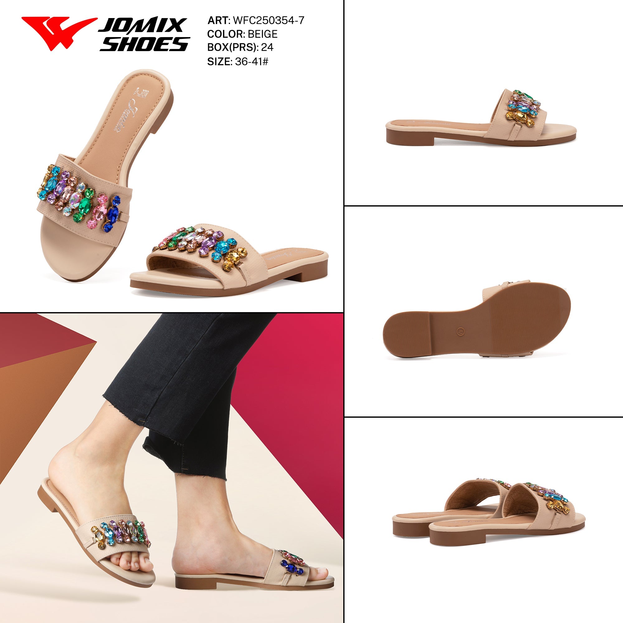 Ciabatte Tacco Basso Wfc250354 - 7 - Fornitura all'ingrosso di Sandali Donna da Jomix Shoes B2B