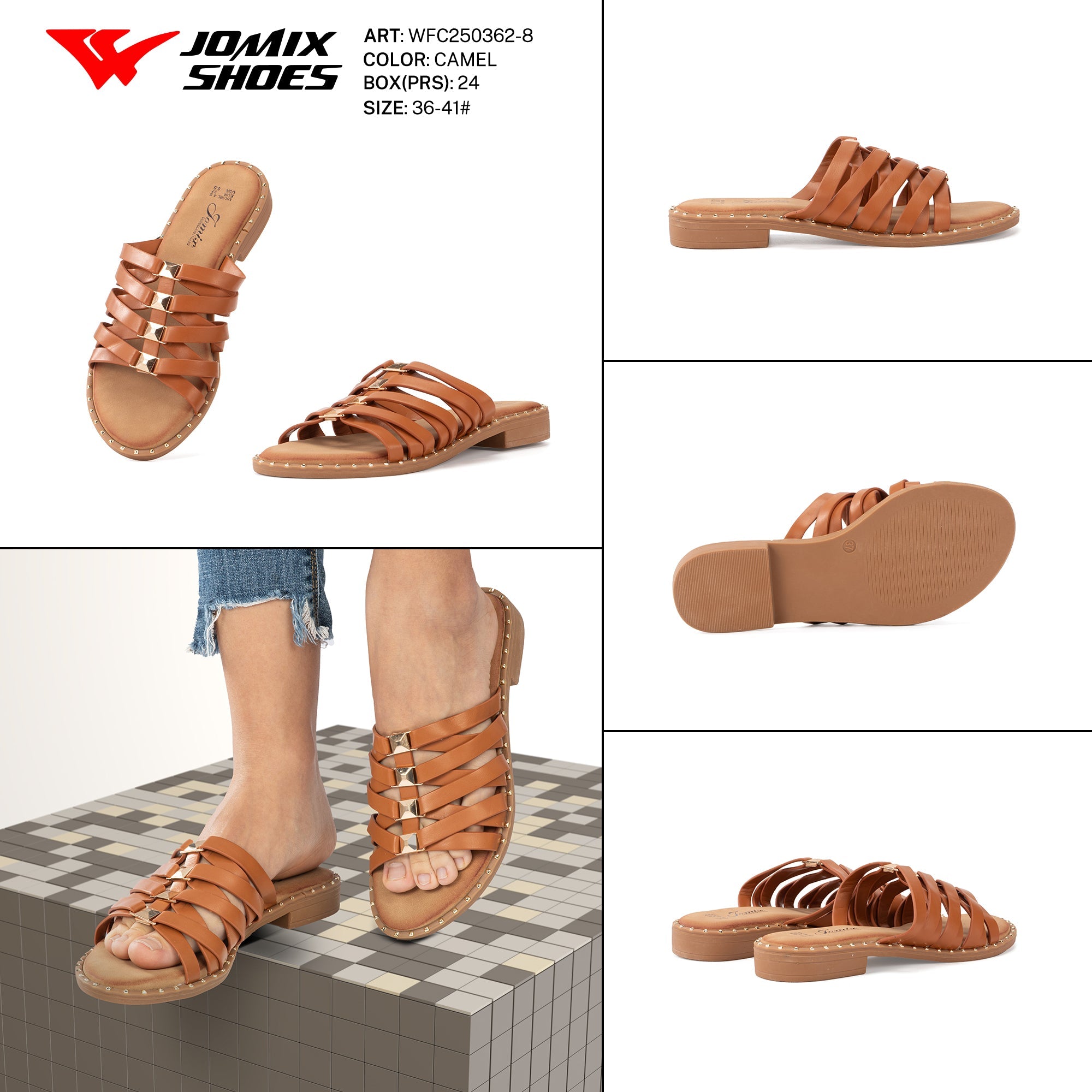 Ciabatte Tacco Basso Wfc250362 - 8 - Fornitura all'ingrosso di Sandali Donna da Jomix Shoes B2B