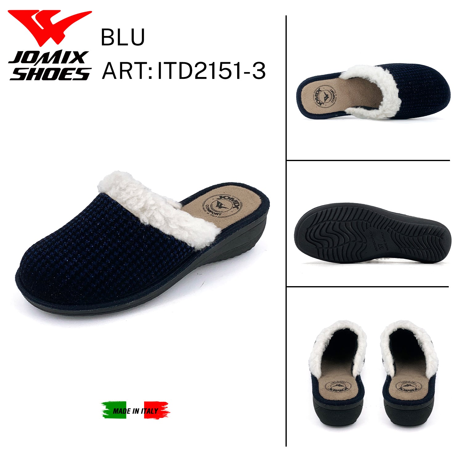 Pantofole anatomiche da donna invernali Jomix Made In Italy Shoes ITD2151 - 3 - Fornitura all'ingrosso di Pantofole Donna da Jomix Shoes B2B