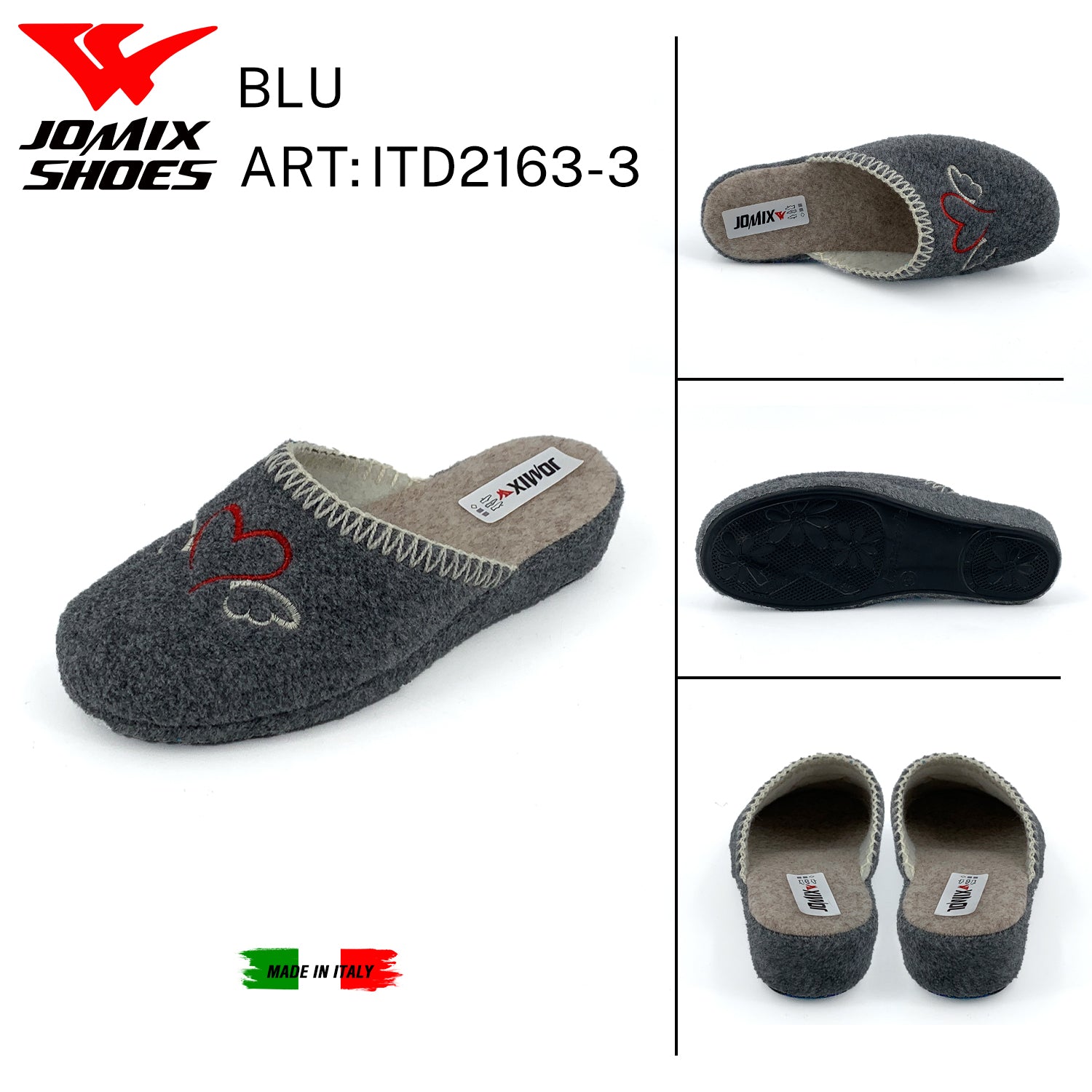 Pantofole anatomiche da donna invernali Jomix Made In Italy Shoes ITD2163 - 3 - Fornitura all'ingrosso di Pantofole Donna da Jomix Shoes B2B