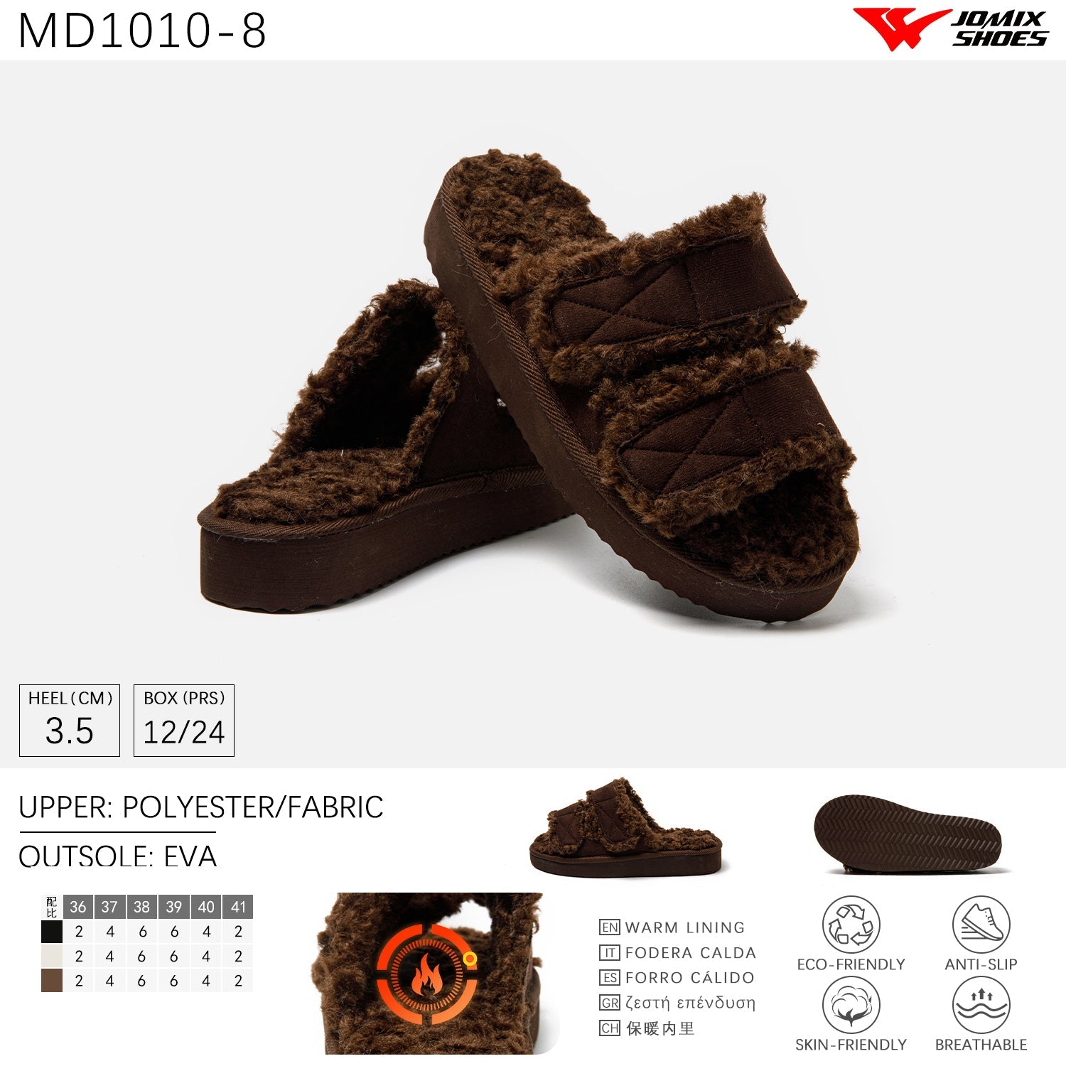 Pantofole con punta chiusa da donna imbottite Jomix Shoes MD1010 - 8 - Fornitura all'ingrosso di Pantofole Donna da Jomix Shoes B2B