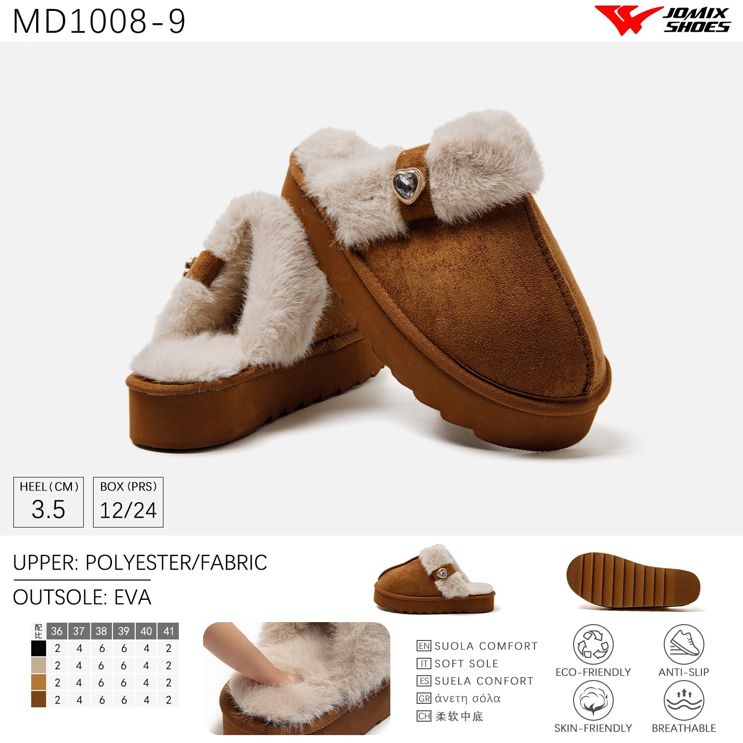 Pantofole da donna invernali Jomix Shoes MD1008 - 9 - Fornitura all'ingrosso di Scarpe Donna da Jomix Shoes B2B