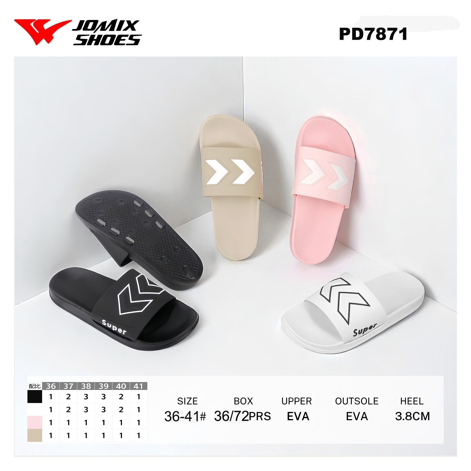 Ciabatte Donna Assortite 36-41 PD7871 - Fornitura all'ingrosso di Ciabatte Donna da Jomix Shoes B2B