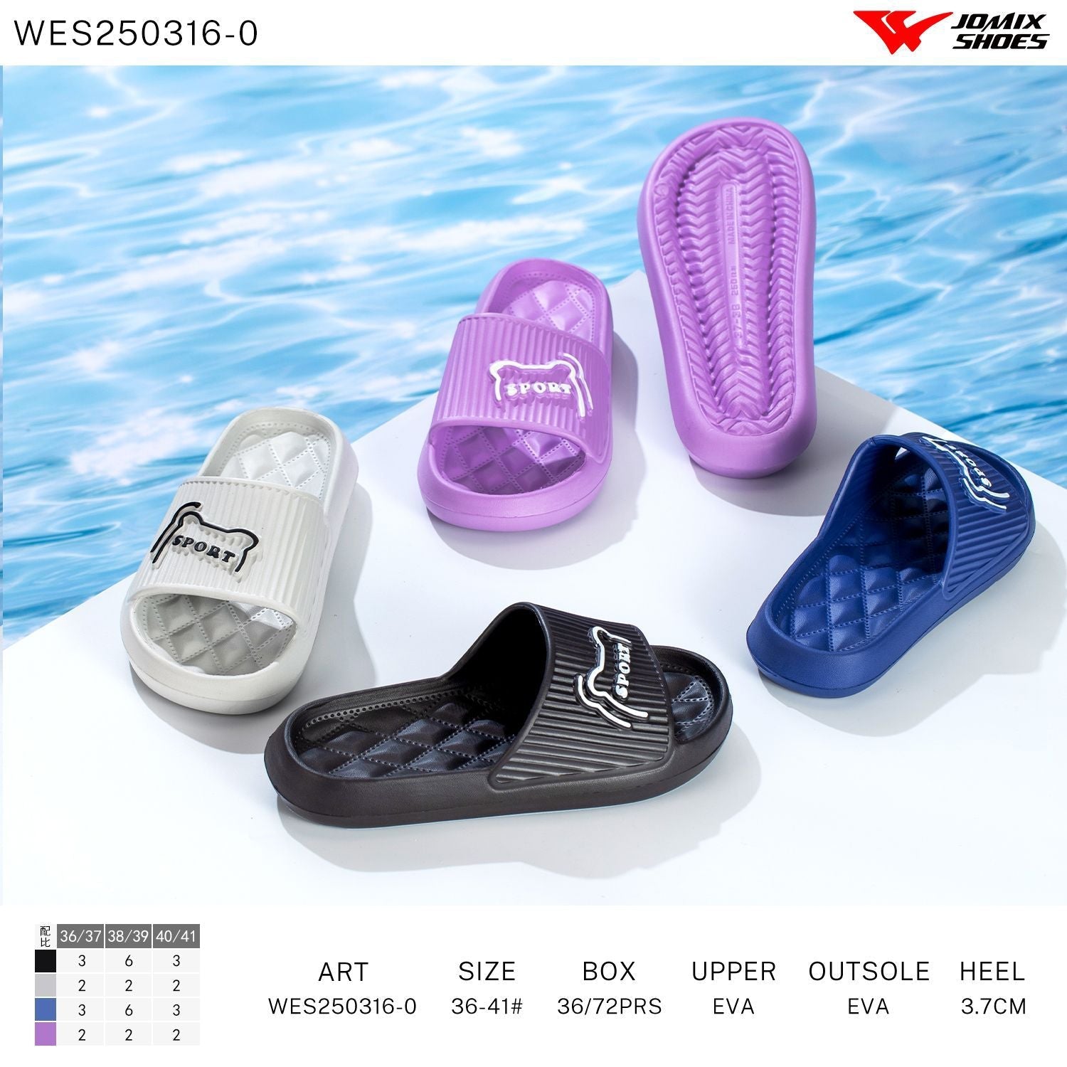 Ciabatte Donna Mix Colore WES250316 - 0 - Fornitura all'ingrosso di Ciabatte Donna da Jomix Shoes B2B