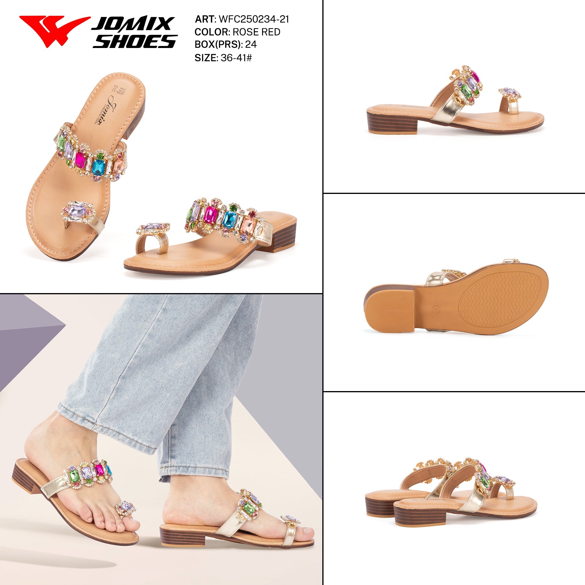 Ciabatte Tacco Basso Wfc250234 - 21 - Fornitura all'ingrosso di Sandali Donna da Jomix Shoes B2B