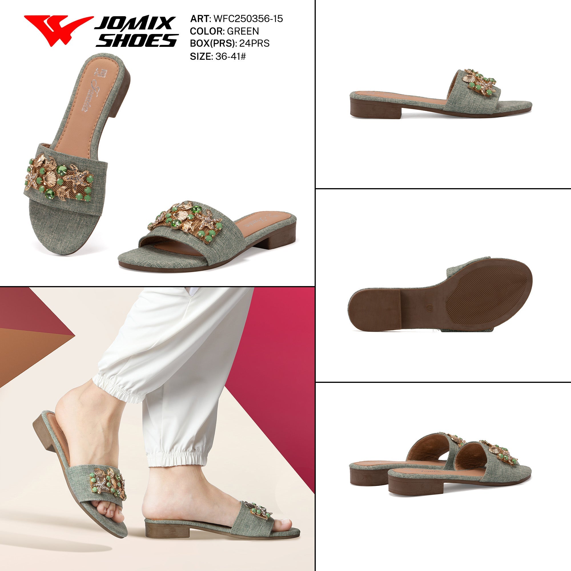 Ciabatte Tacco Basso Wfc250356 - 15 - Fornitura all'ingrosso di Sandali Donna da Jomix Shoes B2B