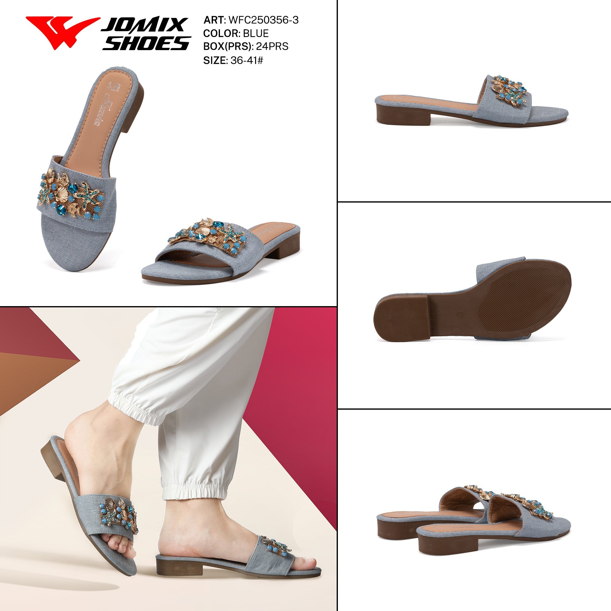 Ciabatte Tacco Basso Wfc250356 - 3 - Fornitura all'ingrosso di Sandali Donna da Jomix Shoes B2B
