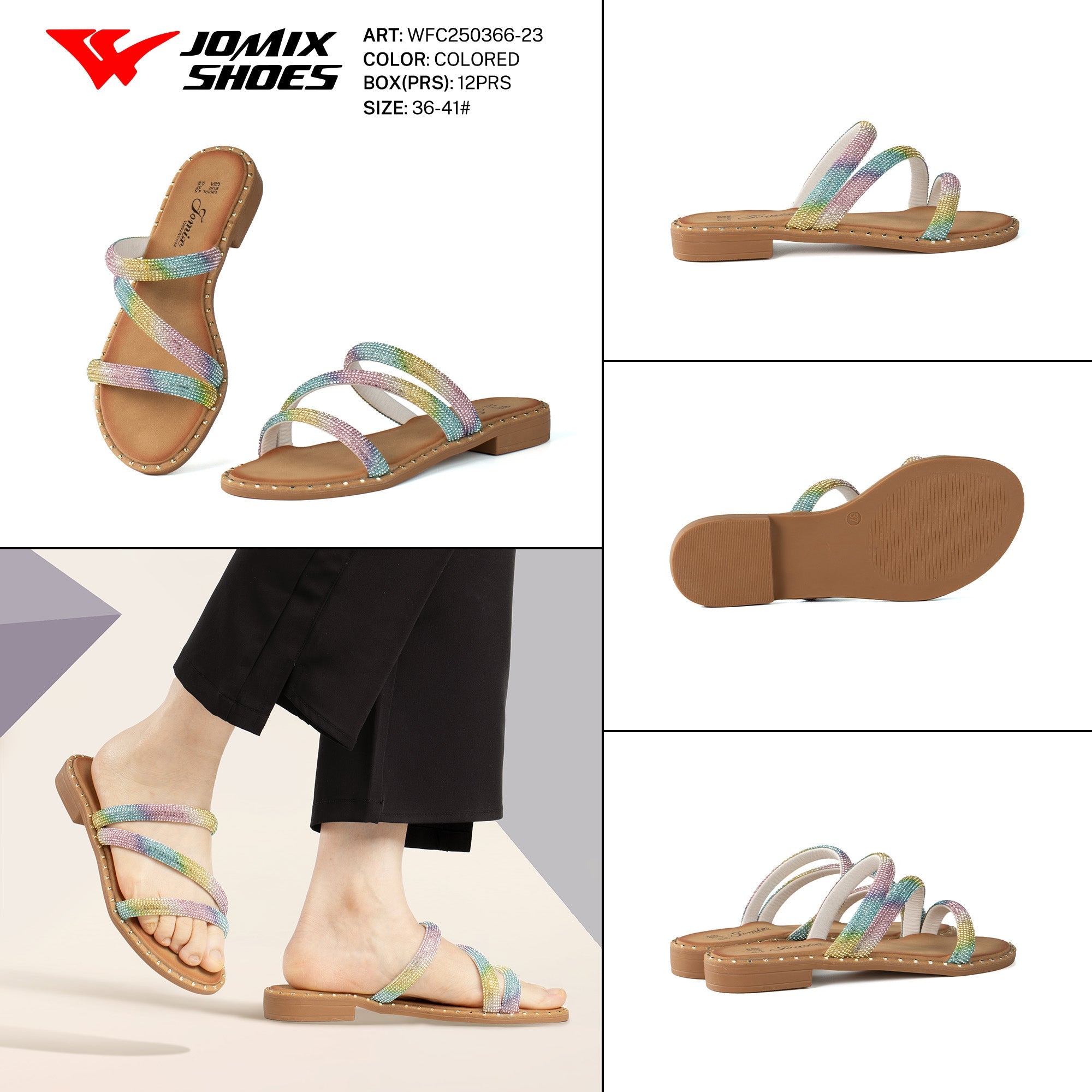 Ciabatte Tacco Basso Wfc250366 - 23 - Fornitura all'ingrosso di Sandali Donna da Jomix Shoes B2B