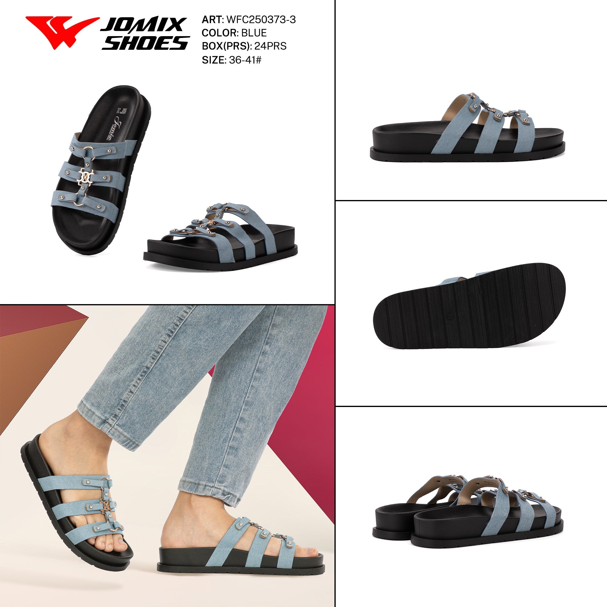 Ciabatte Tacco Basso Wfc250373 - 3 - Fornitura all'ingrosso di Sandali Donna da Jomix Shoes B2B