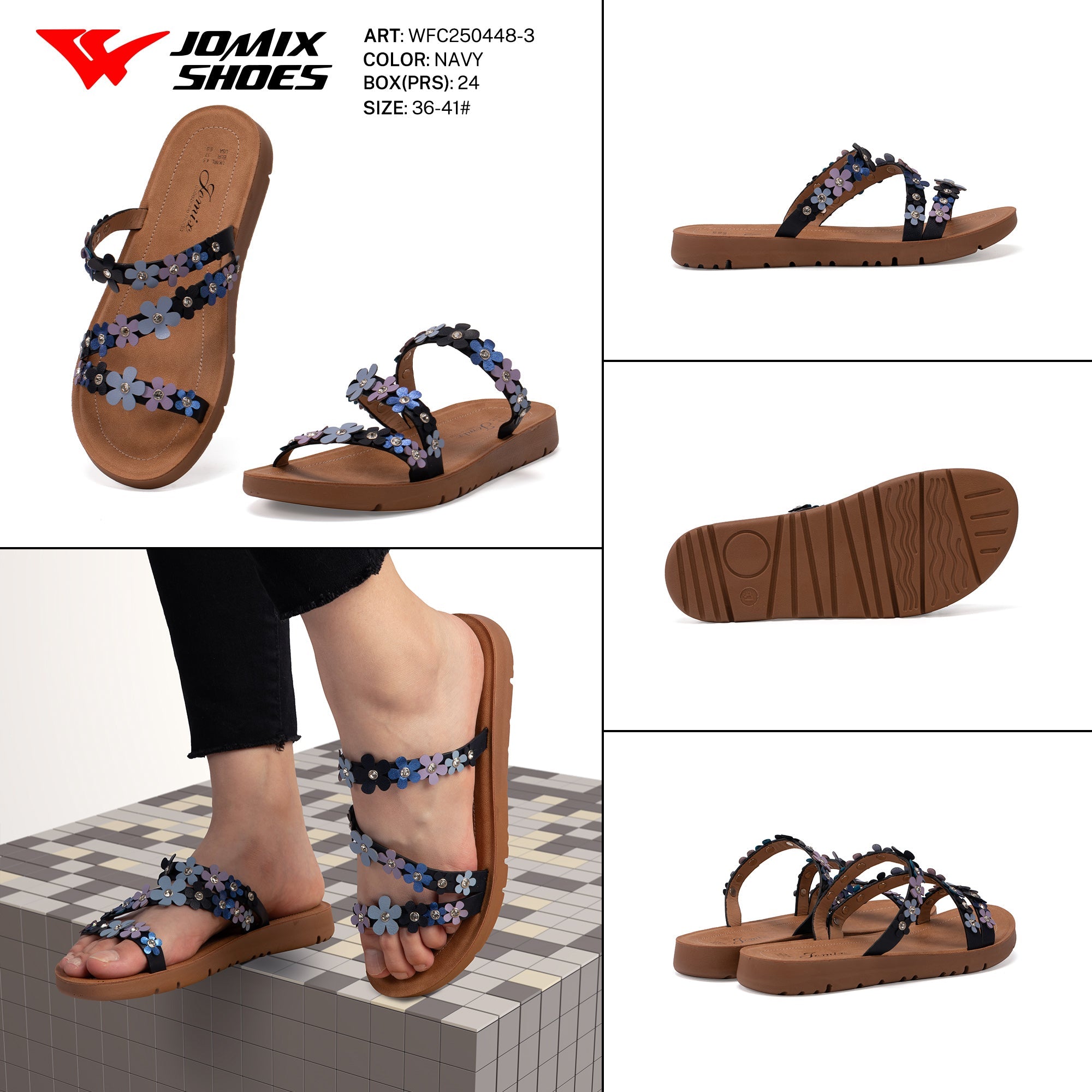 Ciabatte Tacco Basso Wfc250448 - 3 - Fornitura all'ingrosso di Sandali Donna da Jomix Shoes B2B