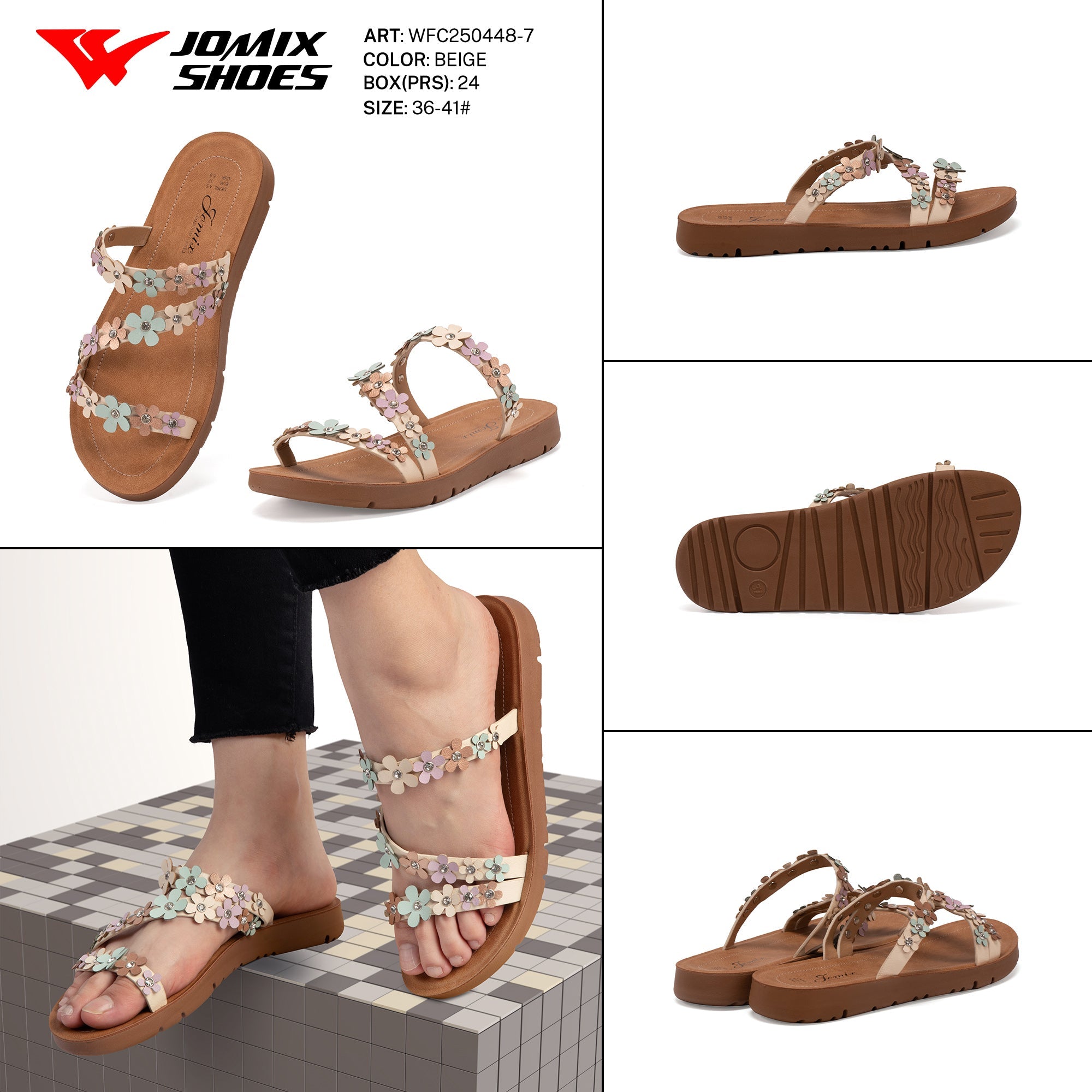 Ciabatte Tacco Basso Wfc250448 - 7 - Fornitura all'ingrosso di Sandali Donna da Jomix Shoes B2B