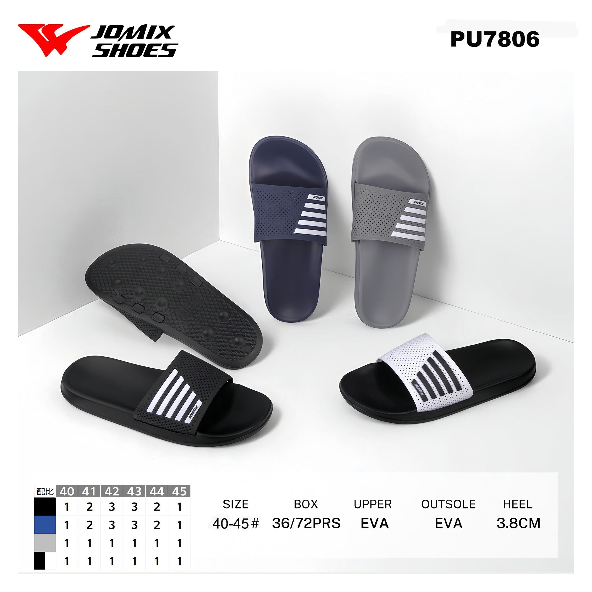 Ciabatte Uomo Assortite 40-45 PU7806 - Fornitura all'ingrosso di Ciabatte Uomo da Jomix Shoes B2B