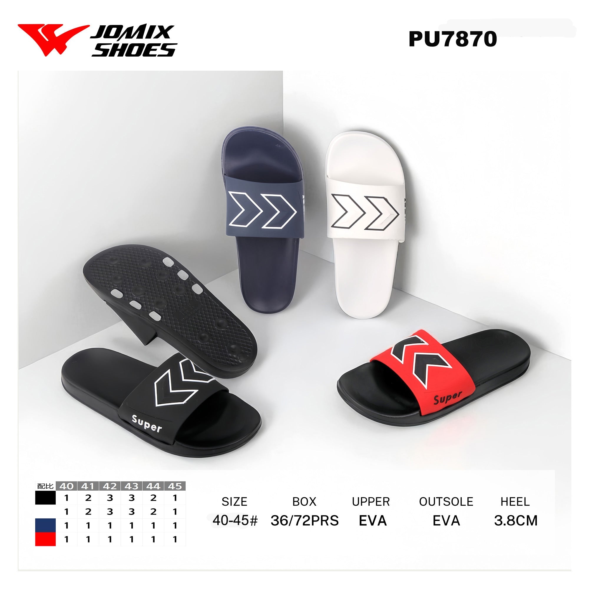 Ciabatte Uomo Assortite 40-45 PU7870 - Fornitura all'ingrosso di Ciabatte Uomo da Jomix Shoes B2B