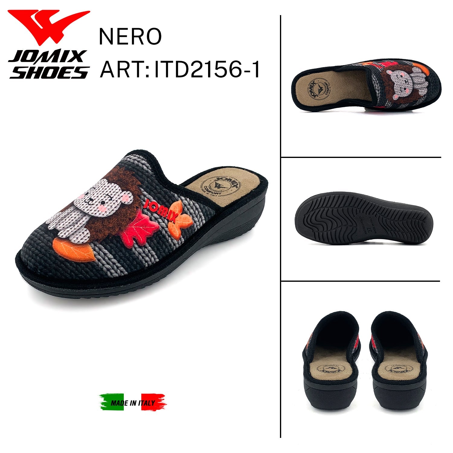 Pantofole anatomiche da donna invernali Jomix Made In Italy Shoes ITD2156 - 1 - Fornitura all'ingrosso di Pantofole Donna da Jomix Shoes B2B