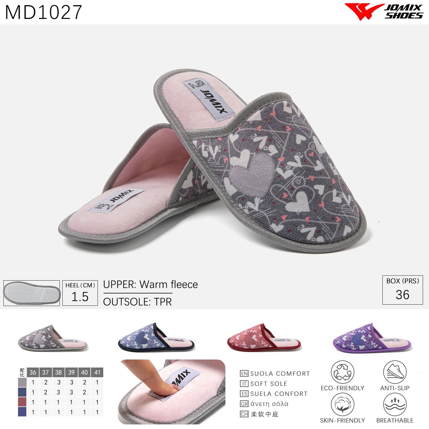 Pantofole con punta chiusa da donna imbottite Jomix Shoes MD1027 - Fornitura all'ingrosso di Pantofole Donna da Jomix Shoes B2B