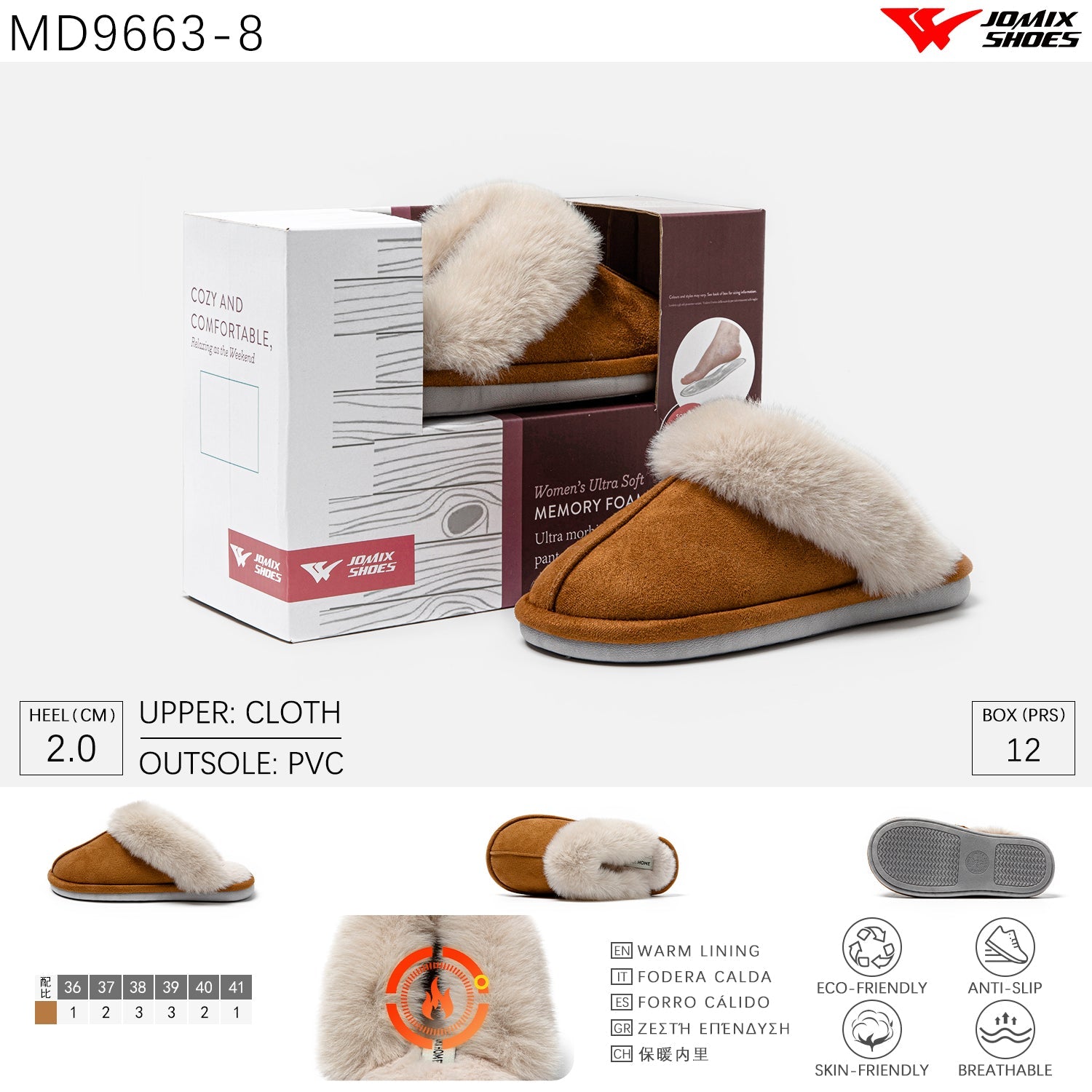 Pantofole da donna invernali Jomix Shoes MD9663 - 8 - Fornitura all'ingrosso di Pantofole Donna da Jomix Shoes B2B
