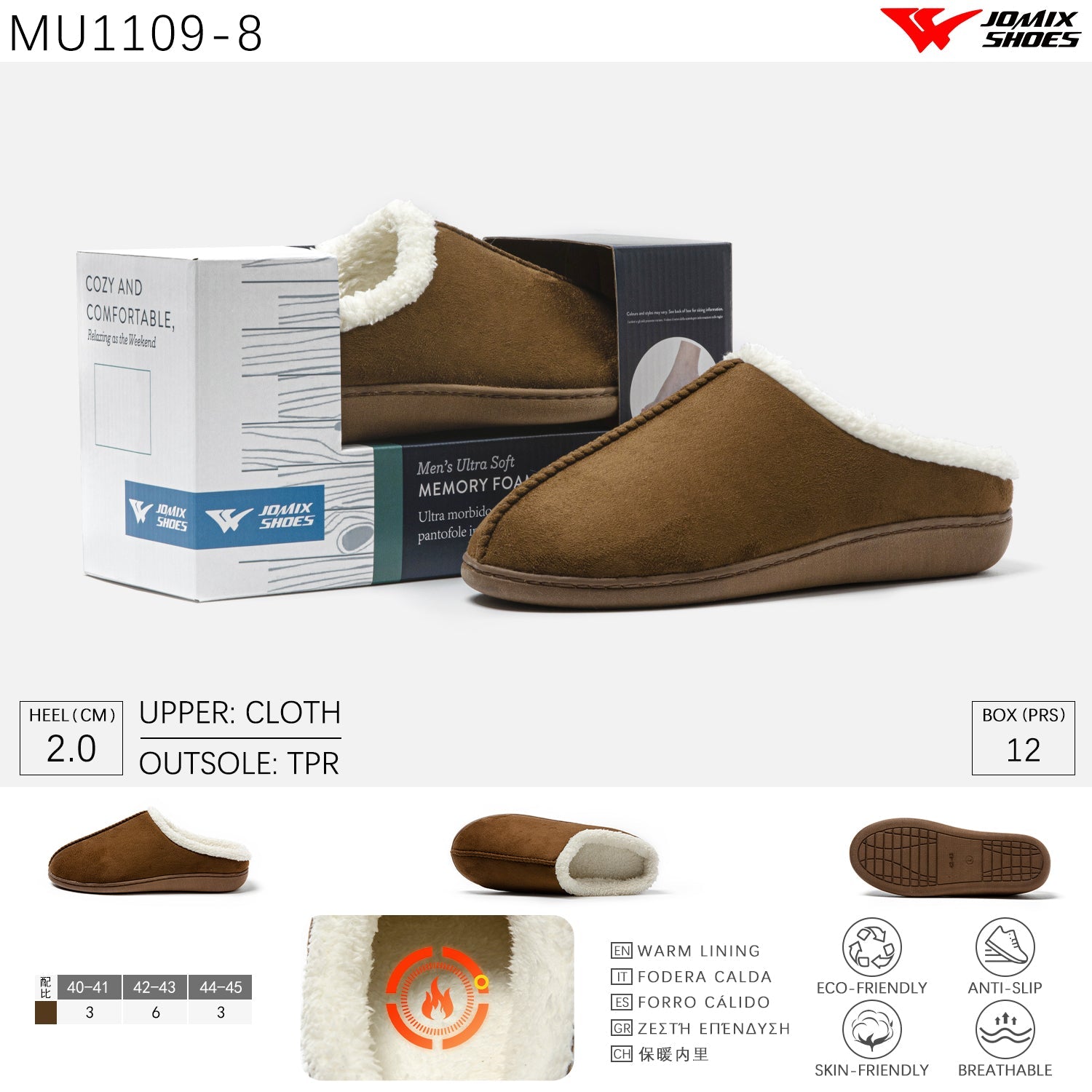 Pantofole da uomo invernali Jomix Shoes MU1109 - 8 - Fornitura all'ingrosso di Pantofole Uomo da Jomix Shoes B2B