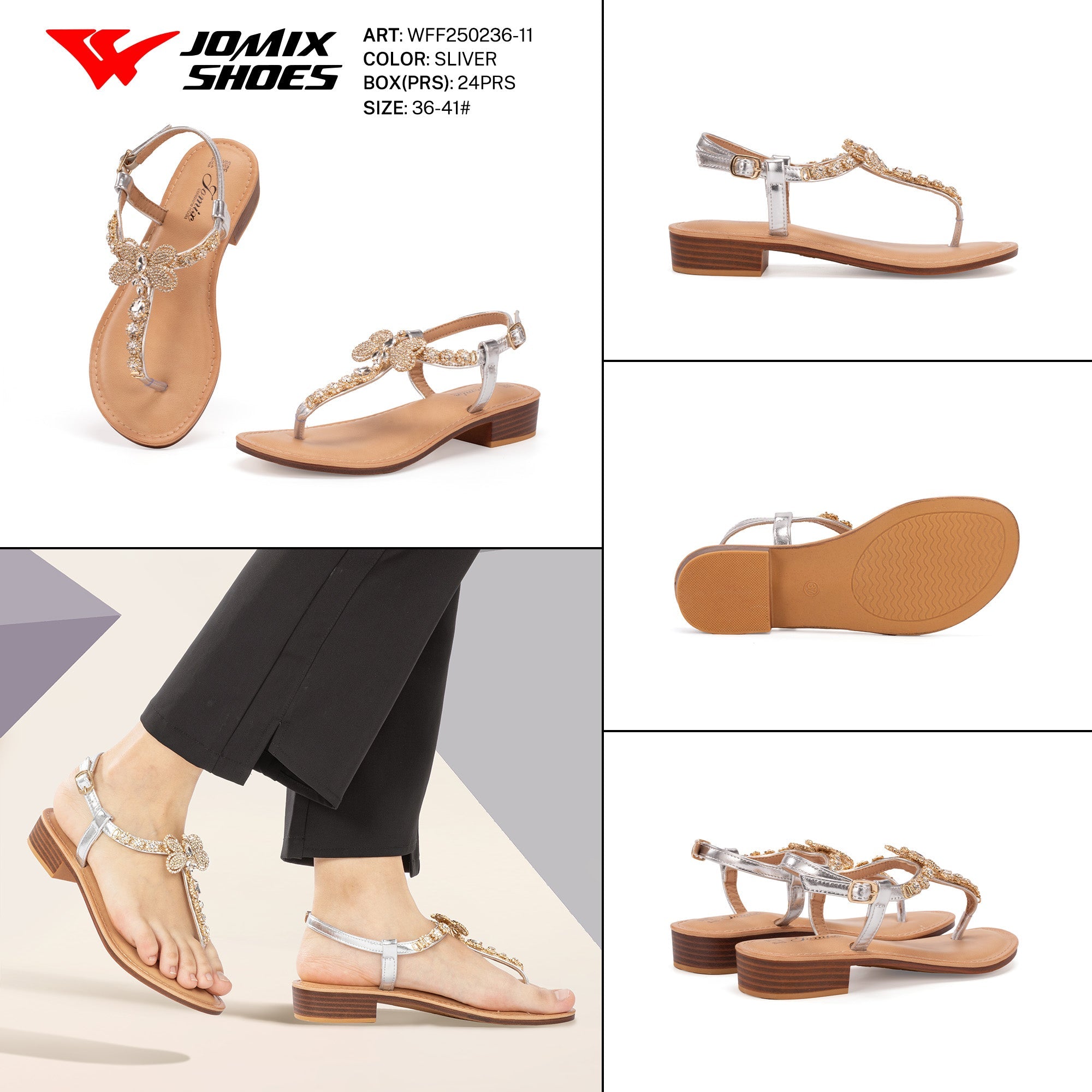 Sand.Infradito Tacco Basso Wff250236 - 11 - Fornitura all'ingrosso di Infradito Donna da Jomix Shoes B2B