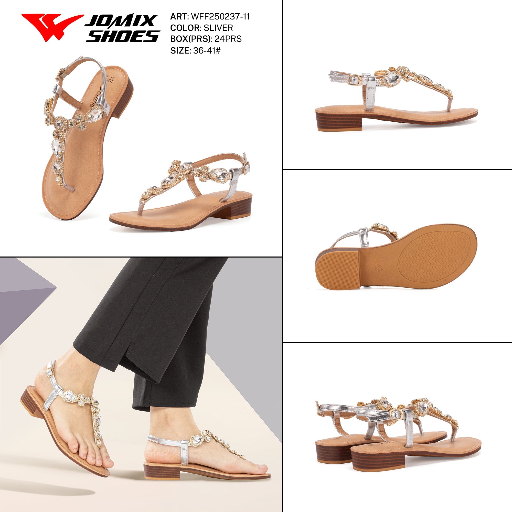 Sand.Infradito Tacco Basso Wff250237 - 11 - Fornitura all'ingrosso di Infradito Donna da Jomix Shoes B2B