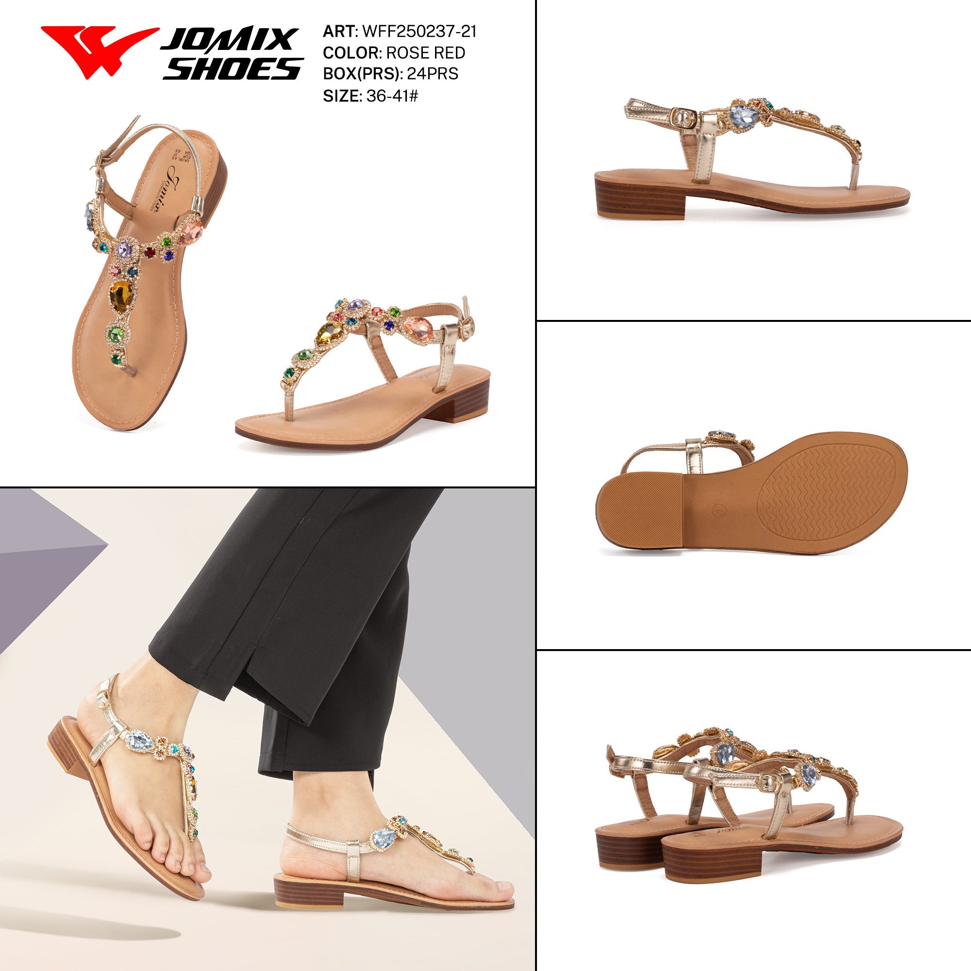 Sand.Infradito Tacco Basso Wff250237 - 21 - Fornitura all&#39;ingrosso di Infradito Donna da Jomix Shoes B2B