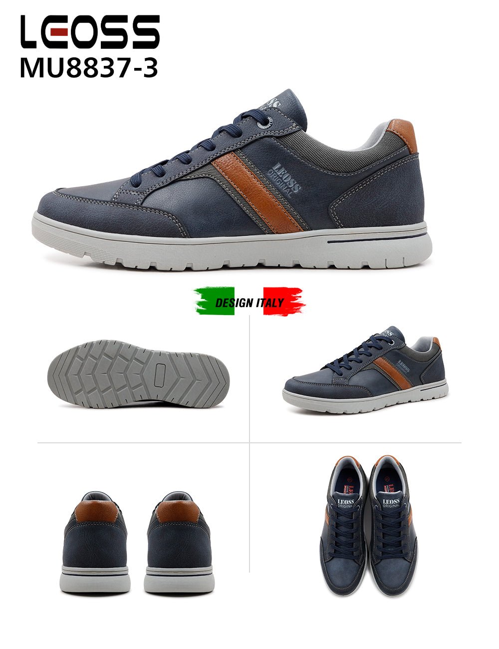 Scarpe Casual Da Uomo Leoss Mu8837 - 3 - Fornitura all'ingrosso di Sneakers Uomo da Jomix Shoes B2B