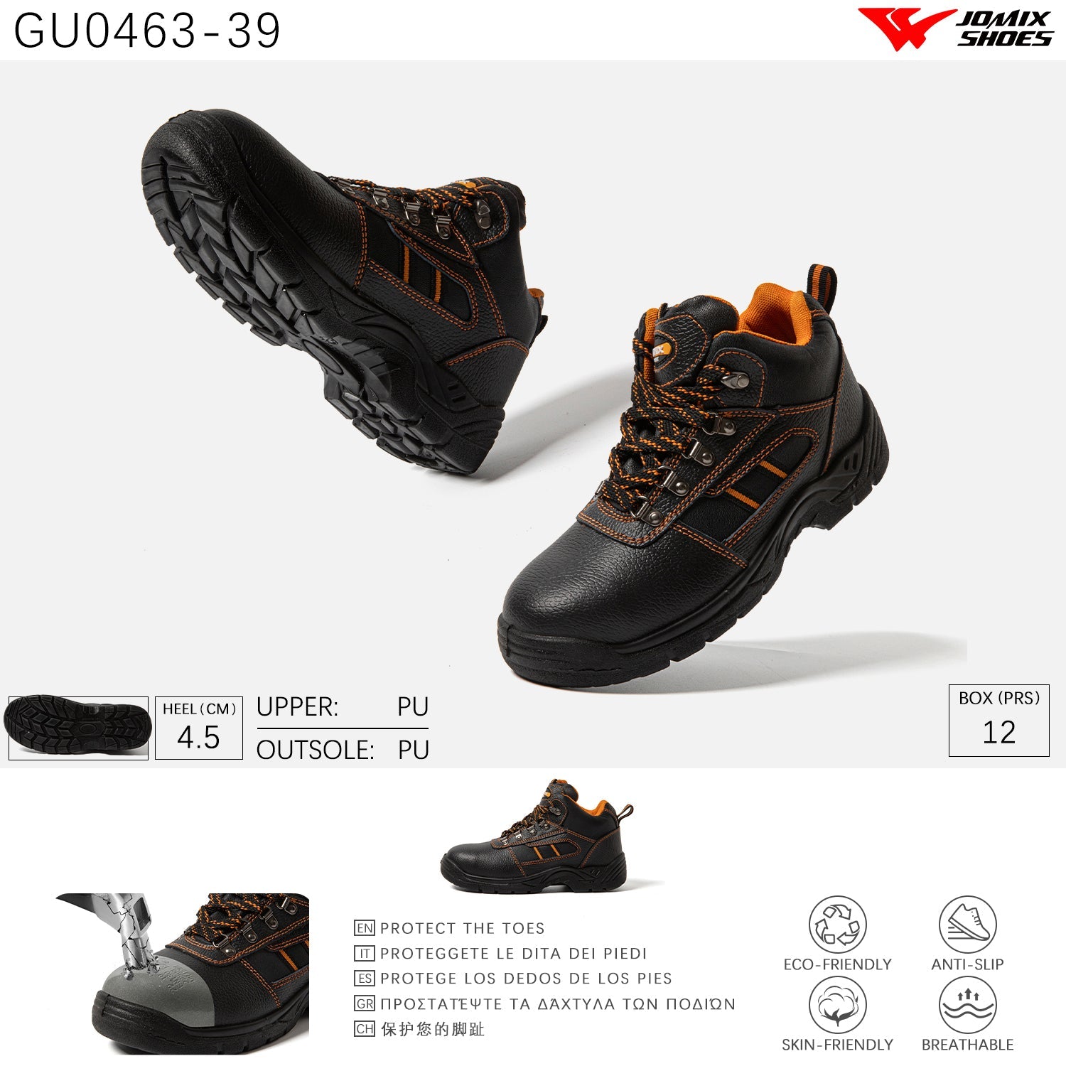 Scarpe Da Lavoro Antinfortunistica Da Uomo Jomix Shoes GU0463 - 39 - Fornitura all'ingrosso di Scarpe Uomo da Jomix Shoes B2B